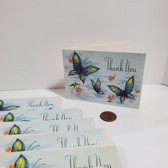 Vintage lot of Thank you Cards Butterfly floral - Picture 3 of 8